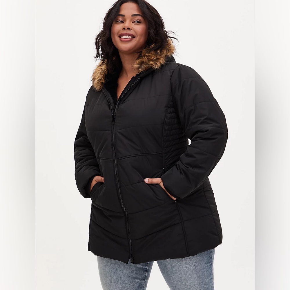 Torrid Nylon Fit and Flare Puffer Winter Jacket